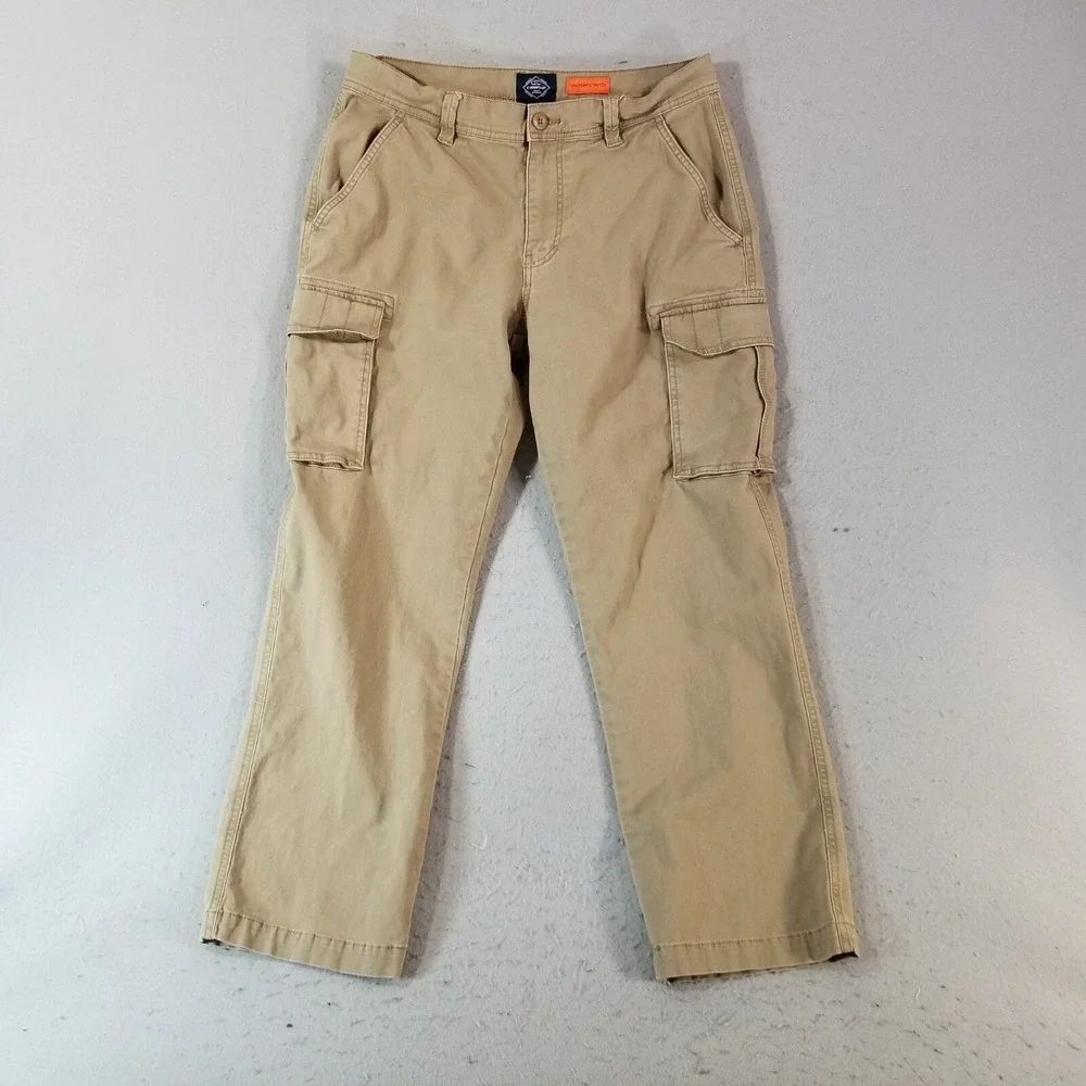 St John's Bay cargo pants men's 32x29 regular fit straight Brown stretch Flex